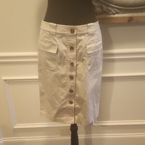 Brooks Brothers Cream Button-Front Pencil Skirt